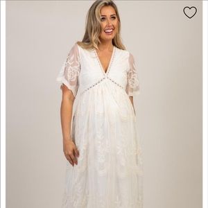White lace maternity dress